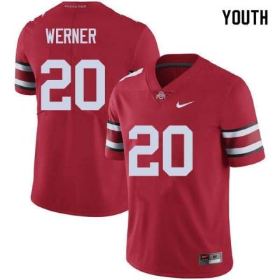 NCAA Ohio State Buckeyes Youth #20 Pete Werner Red Nike Football College Jersey VZQ6445OX